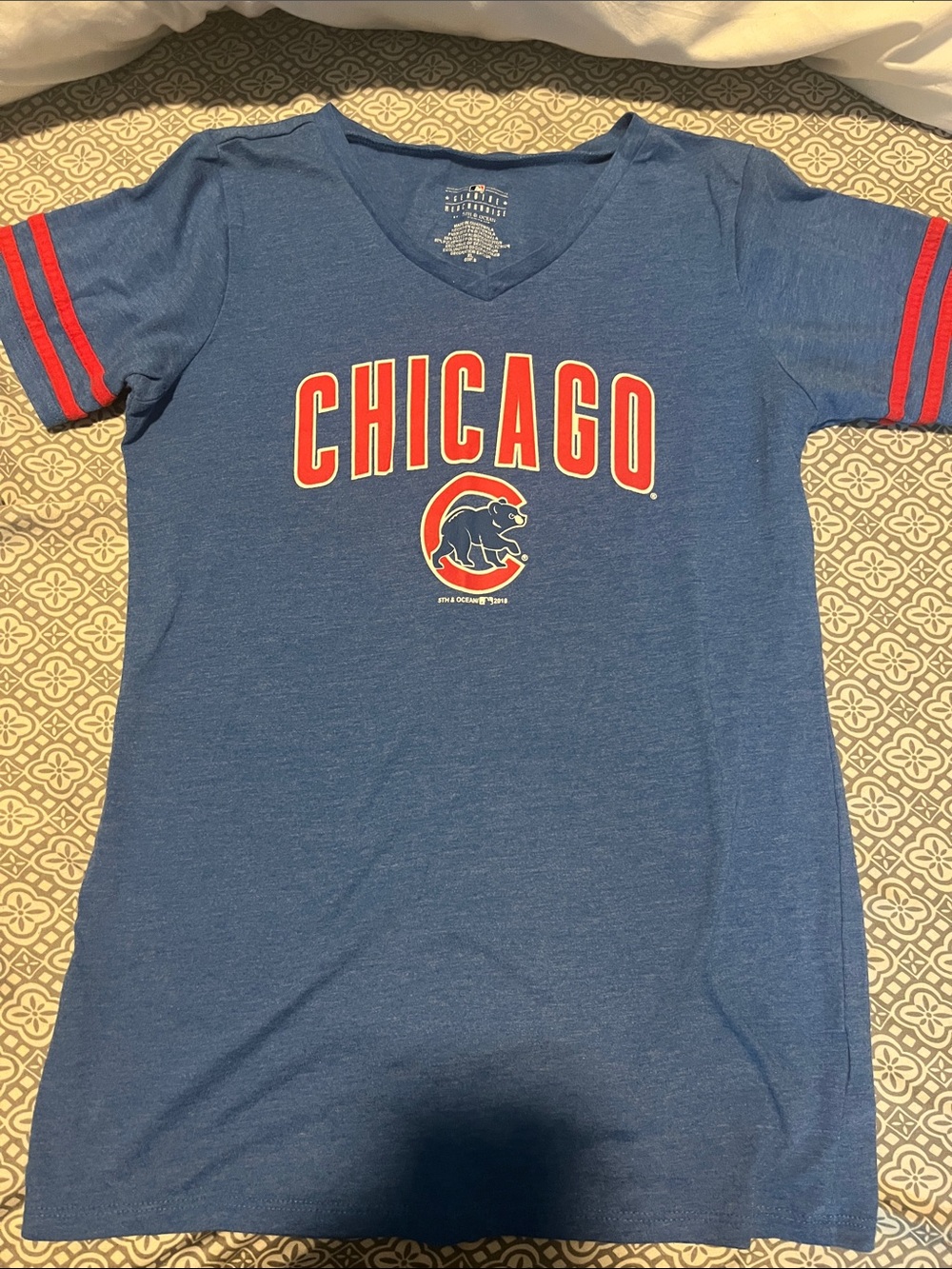 Chicago Cubs Girls Blue V-Neck Tee